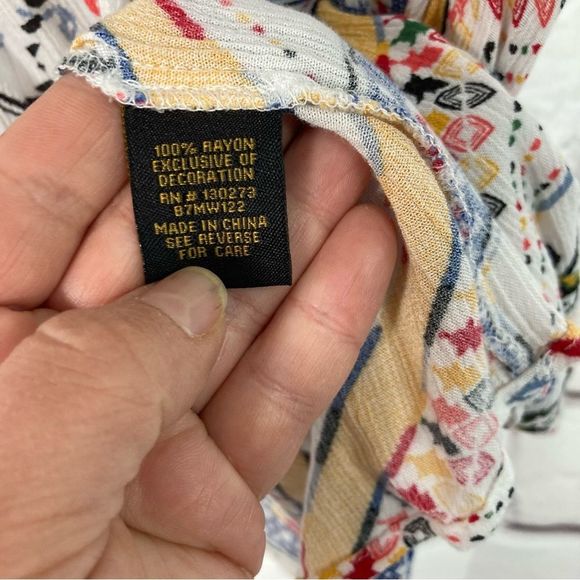 Lee Lightweight Loose Tank SZ L Gathered Empire Waist Lace Trim High Low Yellow - Picture 6 of 7